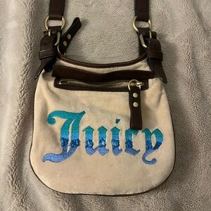 Vintage y2k Juicy Couture Velour Embroidered Logo Crossbody Bag